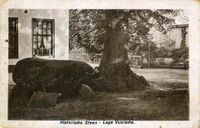 Afbeelding van de zwerfkeien (dolmen) in de Dorpsstraat te Lage Vuursche (gemeente Baarn) in de periode 1914-1920. Bron: Het Utrechts Archief, catalogusnummer: 15223.